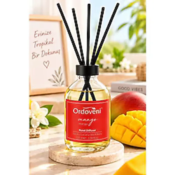 Ordoveni Mango Kokulu Bambu Çubuklu Oda Kokusu 100 ml Tropikal ve Ferah Mango Aroması Uzun Süre Etkili Oda Kokusu Çubuklu Koku Difüzörü Ev, Ofis ve Yaşam Alanları İçin