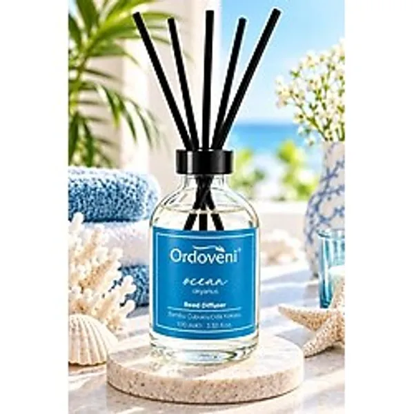 Ordoveni Okyanus Kokulu Bambu Çubuklu Oda Kokusu 100 ml Ferah ve Serinletici Okyanus Aroması Uzun Süre Etkili Oda Kokusu Çubuklu Koku Difüzörü Ev, Ofis ve Yaşam Alanları İçin
