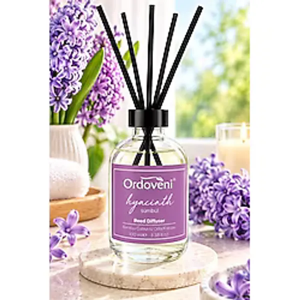 Ordoveni Sümbül Kokulu Bambu Çubuklu Oda Kokusu 100 ml Zarif ve Ferah Sümbül Aroması Uzun Süre Etkili Oda Kokusu Çubuklu Koku Difüzörü Ev, Ofis ve Yaşam Alanları İçin