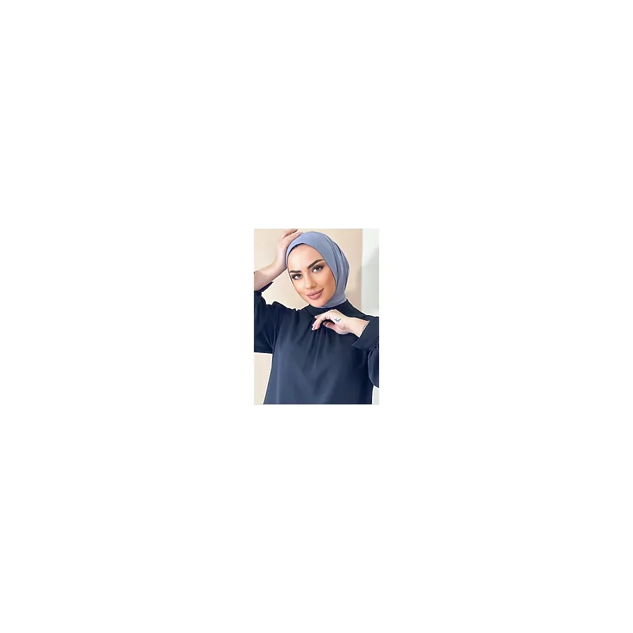 Organic Scarfs Hijabchi Kadın Tesettür Gri Çıtçıtlı Boyunluk Hijap Bone Model Eşarp Şal