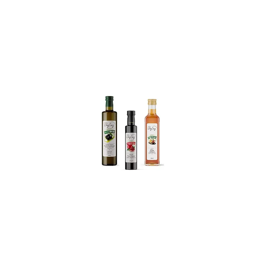 Organic Windy Valley Soslar Seti Soğuk sıkım zeytinyağı 750ml Elma Sirkesi 500 ml Nar Ekşisi 350 gr (3 Parça) - 1 Adet