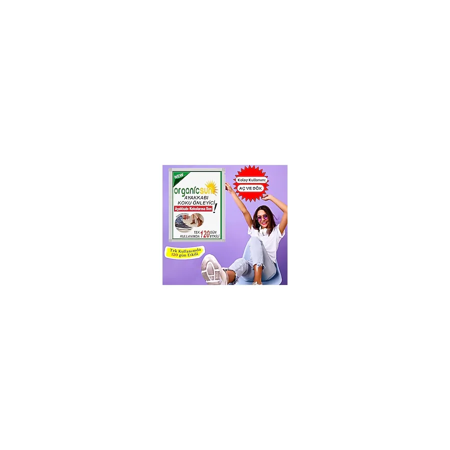 Organicsun Ayakkabı Koku Önleyici Giderici Toz 120 Gün Etkili Ayak Kokusu Tozu Giderici Tekli Paket