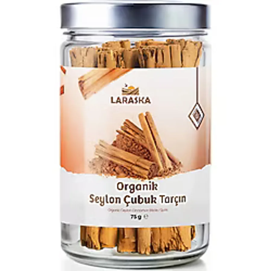 Organik Seylon - Seylan Çubuk Tarçın 75g- Organic Ceylon Cinnamon Sticks 75g Cam