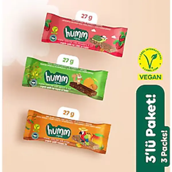 Organik Vegan Çilekli Kayısılı ve Mangolu Yulaf Bar Atıştırmalık Paketi - 3 adet (3 çeşit)
