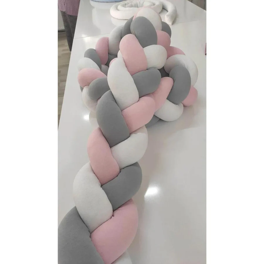 Örgü Korumalık 240 Cm 3'lü Örgü Beşik Koruyucu Pembe