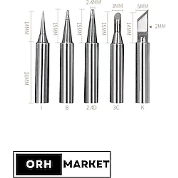 ORH Market 900m Serisi 5'li Havya Ucu Seti - T-k, T-ı, 3c, B, 2.4d Modelleri Farklı Lehimleme Ihtiyaçları İçin