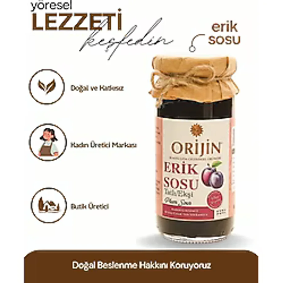 ORİJİN TRAKYA GIDA GELENEKSEL ÜRÜNLERİ Erik Sosu(Tatlı -Ekşi) 320 gr