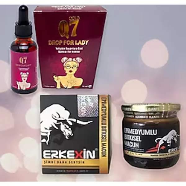 Orjinal Erkexin Ballı Bıtkısel Karışım Macun 43 Gr + Q7 Gold 30 Ml Kadın Destekleyici Ve Istek Arttırıcı Damla