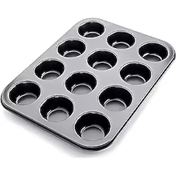 Orret Home 12'li Muffin ve Cupcake Fırın Tepsisi - Yapışmaz Metal Kek Kalıbı, 12 Gözlü Muffin Kabı, Cup Cake Pişirme Tepsisi, Fırın Uyumlu Kek Kalıbı