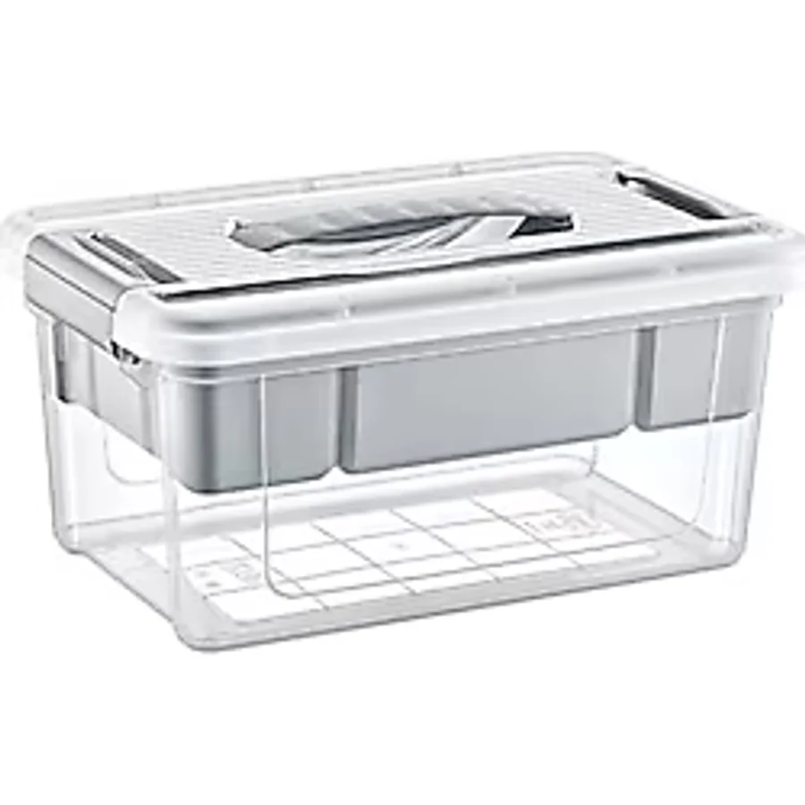 Orret Home Bölmeli ve Katlı Plastik Organizer Makyaj Düzenleyici - Kilitli Takım Sandığı Organizer Kutu, Taşıma Kulplu Çok Amaçlı Düzenleyici, Katlı Saklama Kutusu (5 Litre)