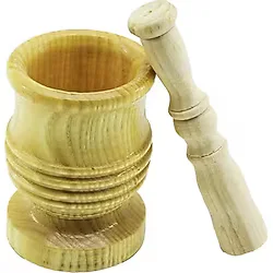 Orta Boy Lüx Ahşap Havan Sarımsak Dövecek Ç: 7.3Cm--D: 6.5Cm--Y: 10.5Cm Fileli Ambalaj (5365)