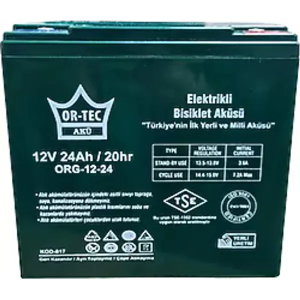 Ortec 12V 24 Ah Amper Elektrikli Motosiklet Aküsü Jel Akü Elektrikli Bisiklet Akü