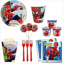 Örümcek Adam 8 Tabak, 8 Bardak, 8 Mısır Kutusu, 8 Cupcake, 10 Peçete, 10 Çatal, 10 Kürdan