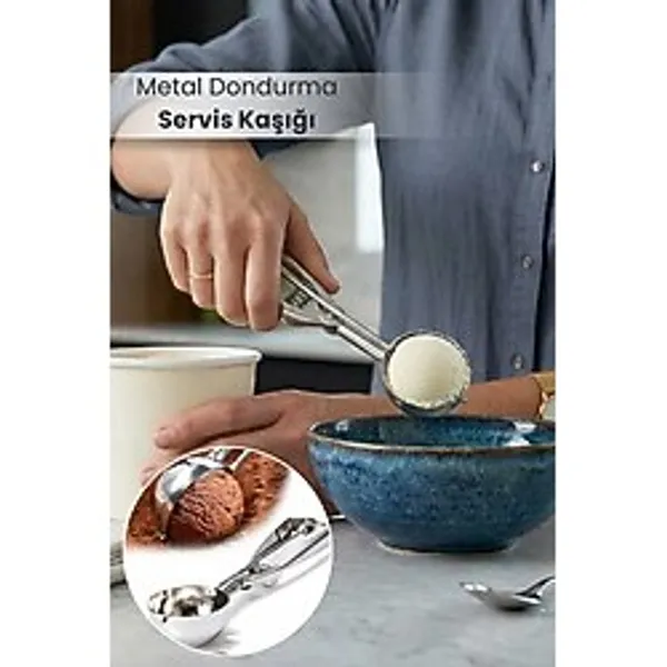 Orvila Metal Dondurma Servis Kaşığı - Krom