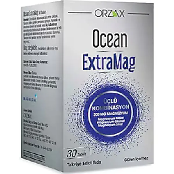 Orzax Ocean ExtraMag 30 Tablet Yetişkinler İçin Magnezyum İçeren Antioksidan Takviye
