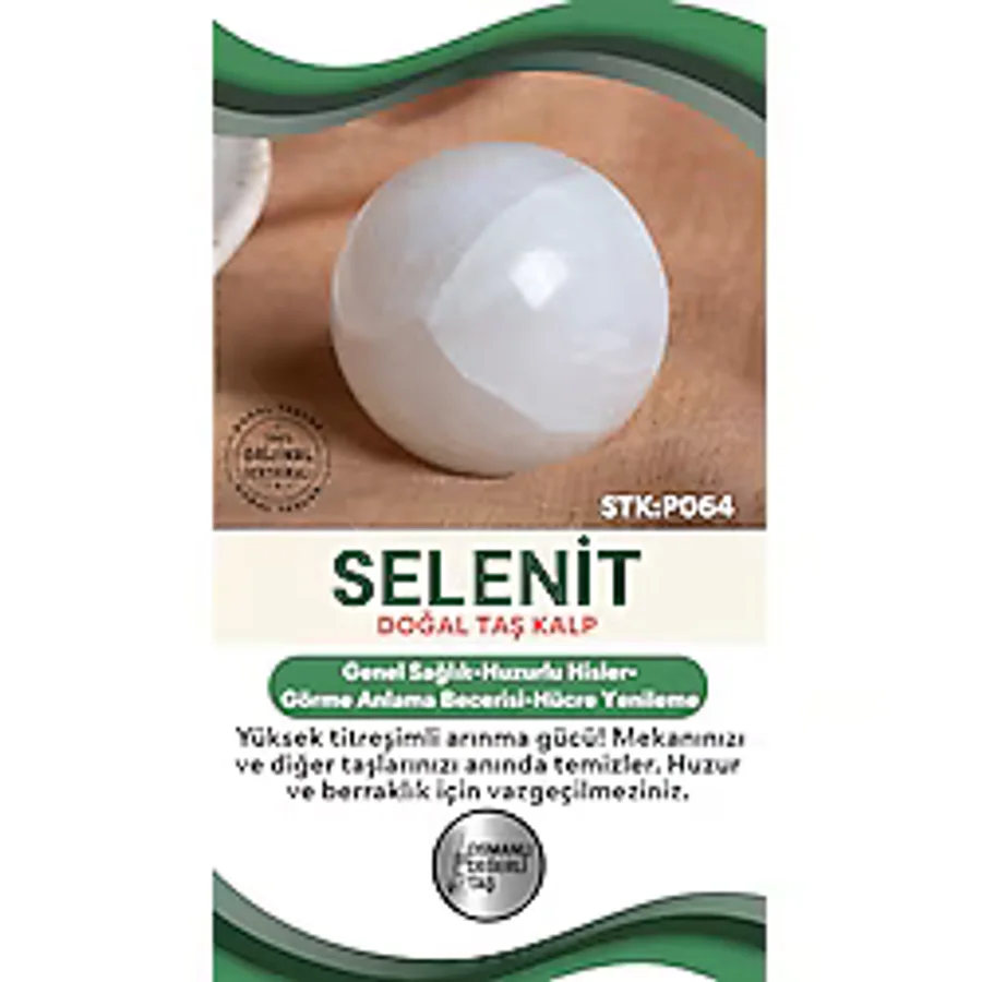 Osmanlı Değerli Taş Sertifikalı Selenit Doğal Taş Küre No:1 P064