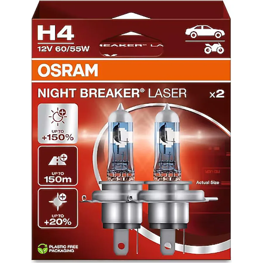 Osram Night Breaker Laser H4 64193NL 55 W 2'li Oto Ampul