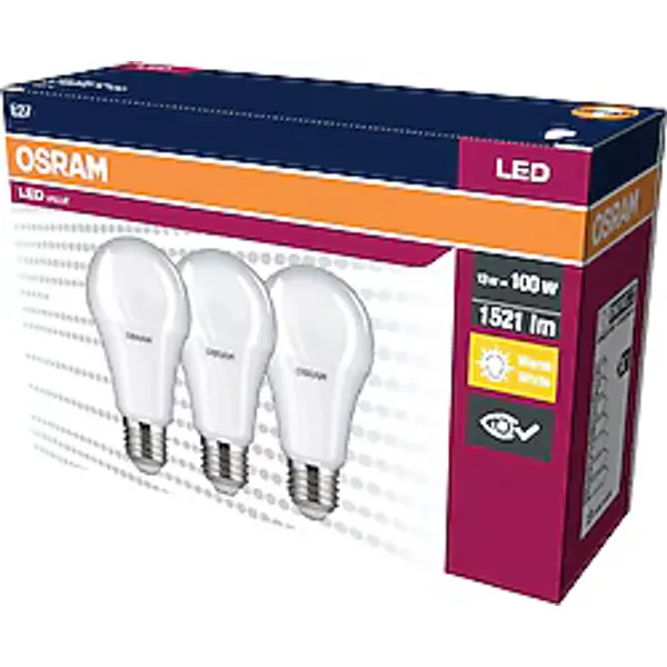 Osram Value Sarı Işık 13 W-100 W E27 3'lü LED Ampul