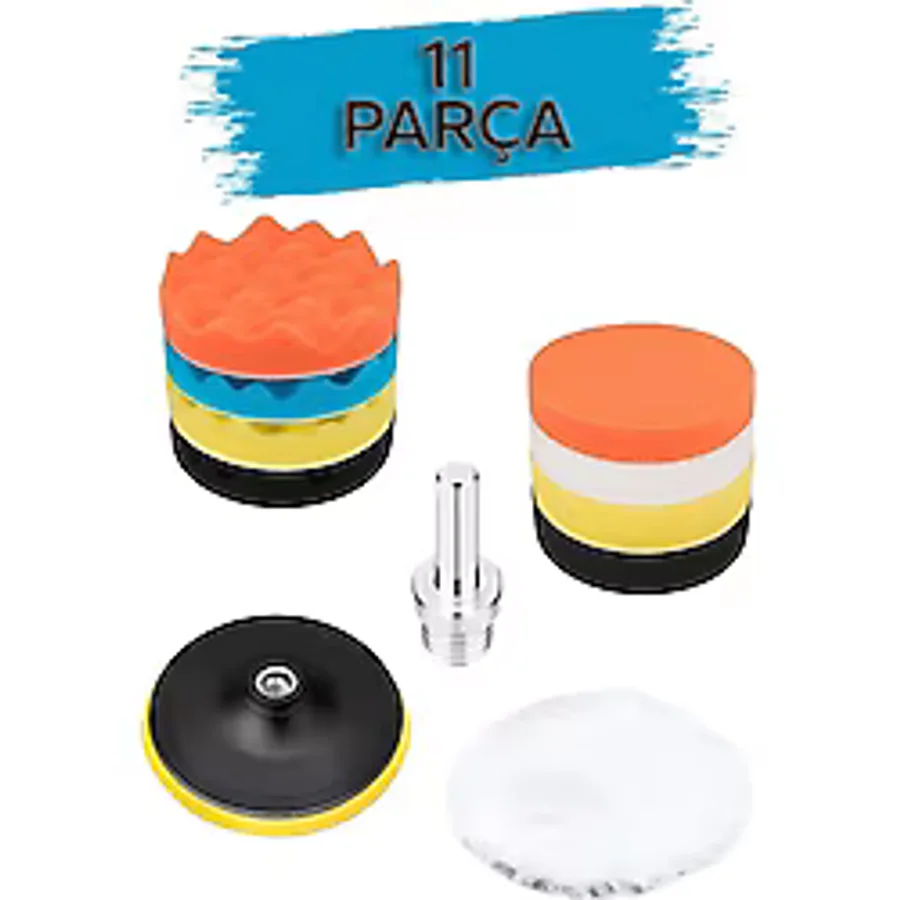 Oto Araç Araba Pasta Cila Polisaj Süngeri Keçesi Pedi 115 mm Parlatıcı Parlatma Seti 11 Parça