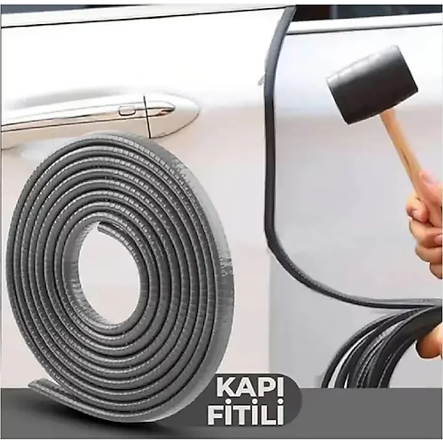 Oto Araç Kapı Koruma Fitili 5Metre Parlak Gri Renk Çarpma Çizilme Önleyici Fitil
