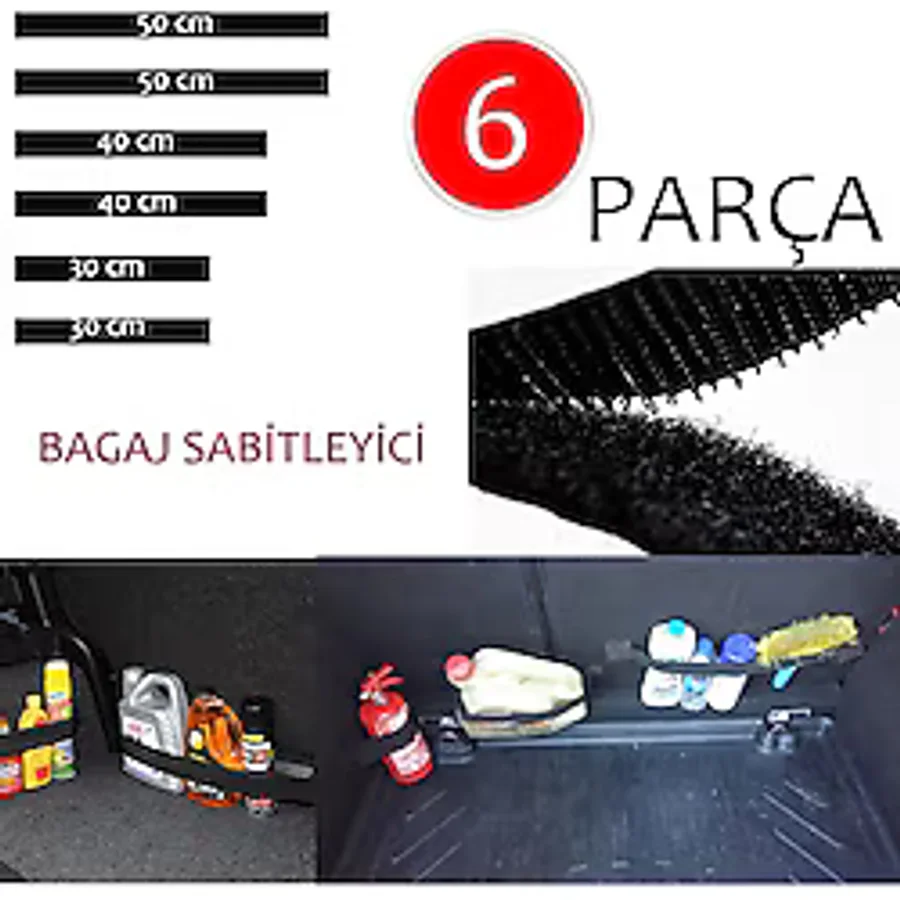 Oto Bagaj Sabitleyici Bagaj Düzenleyici Cırt Bant 6 Parça