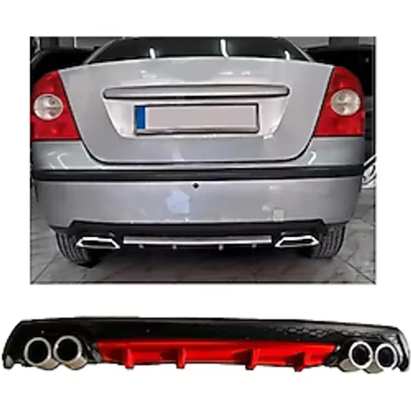 Oto h.i.t. Ford Focus 2 Sedan Uyumlu Body Kit Difüzör 4 Çıkış Yuvarlak Kırmızı