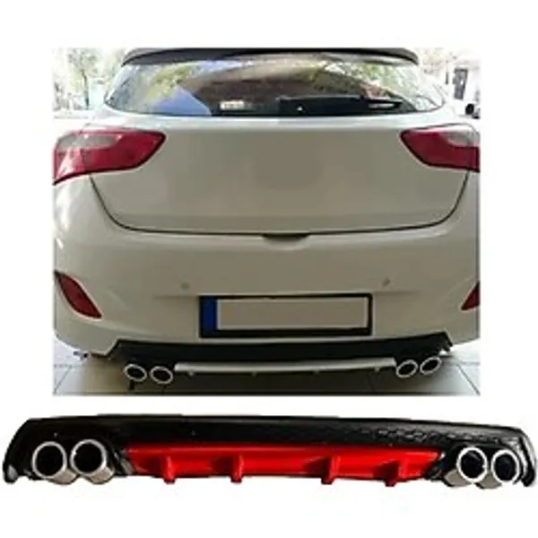 Oto h.i.t. Hyundai I30 Uyumlu Body Kit Difüzör 4 Çıkış Yuvarlak Kırmızı