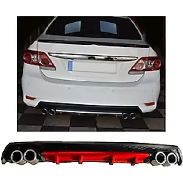 Oto h.i.t. Toyota Corolla 07-12 Uyumlu Body Kit Difüzör 4 Çıkış Yuvarlak Kırmızı