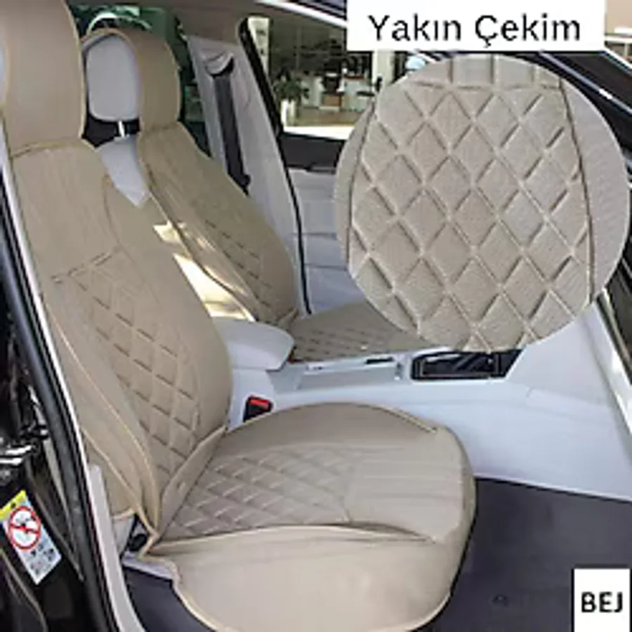 Oto Koltuk Minderi Full Set Takım - Bej Renk Takmatik Pratik
