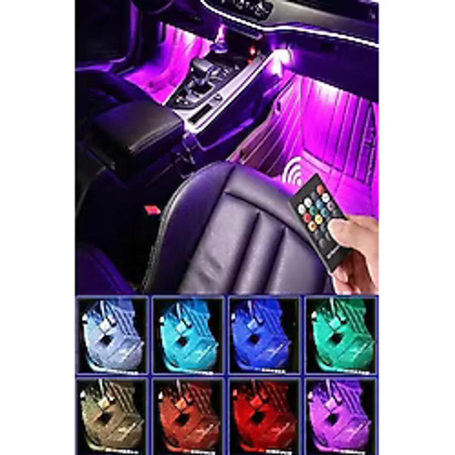 Otoaction Araç Içi Ayak Altı Müziğe Ve Sese Duyarlı Rgb Renkli Kumandalı Led 12 Led