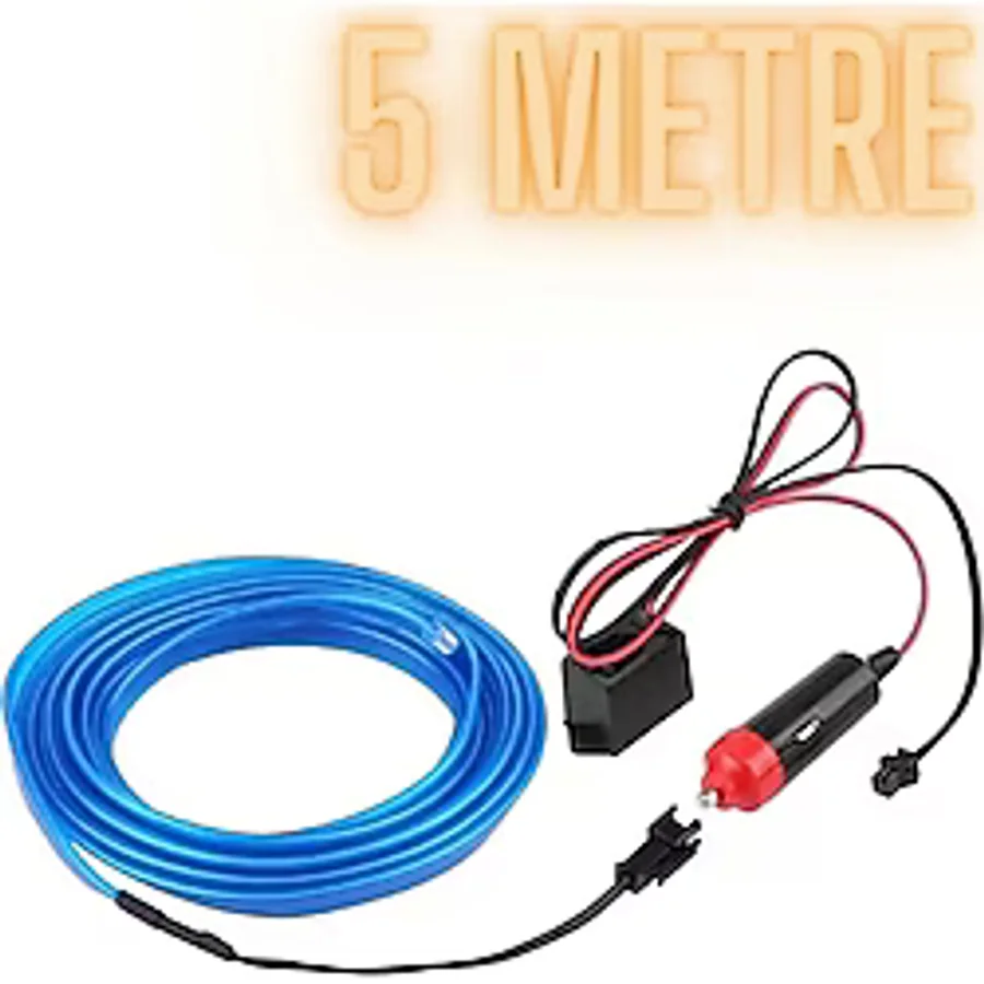 Otoaction OTOACTİON Çakmaklıklı Araç Içi Aydınlatma Ip Şerit Torpido Led Ip Neon Dekoratif Mavi 5 Metre