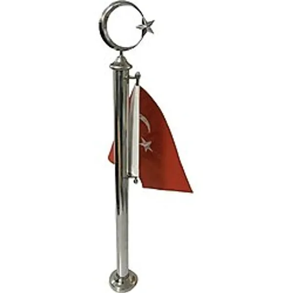Otobir Şehit Mezarı Bayrak Direği Paslanmaz 304 Krom 67CM - Kırmızı