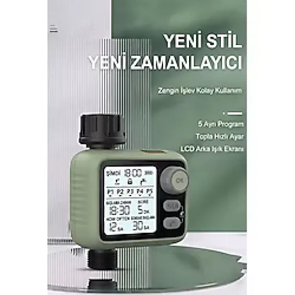 Otomatik Bahçe Sulama Zamanlayıcısı - 5 Programlı Lcd Ekranlı Akıllı Sulama Sistemi Ipx5 Su Geçirmez