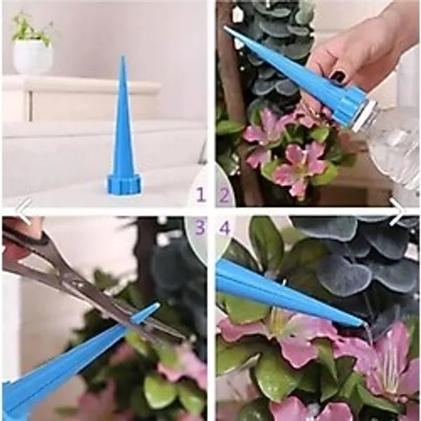 Otomatik Çiçek Sulama Aparatı, 4'Lü Set, Mavi, Tüm Saksılara Uygun, Kalıcı Sulama Başlıkları