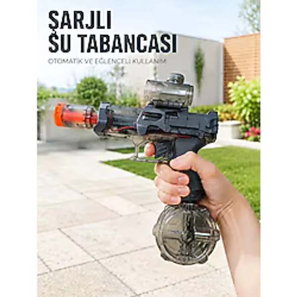 Otomatik Su Tabancası Şarjlı Led Işıklı Basınçlı Su Püskürtmeli Oyuncak - Lisinya