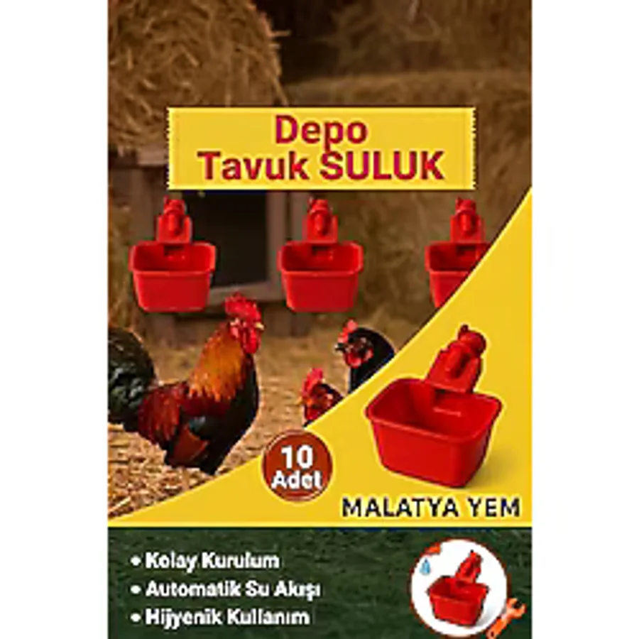 Otomotik Depo Tipi Tavuk-Civciv-Bıldırcın Suluğu-10 Adet