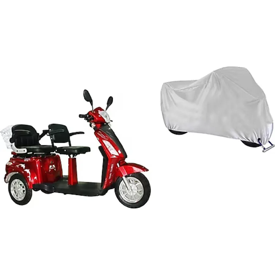 otoTR Volta Vm4+ 1500w Çift Kişilik Elektrikli Moped 3 Tekerlekli Motosıklet Brandası
