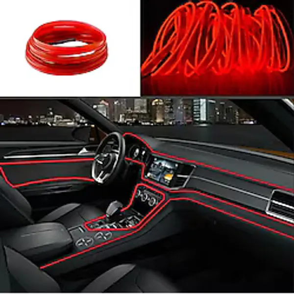 otovoo Araç Içi Torpido Şerit Ledi Renkli Ip Neon Led 2 Metre Kırmızı Koyu