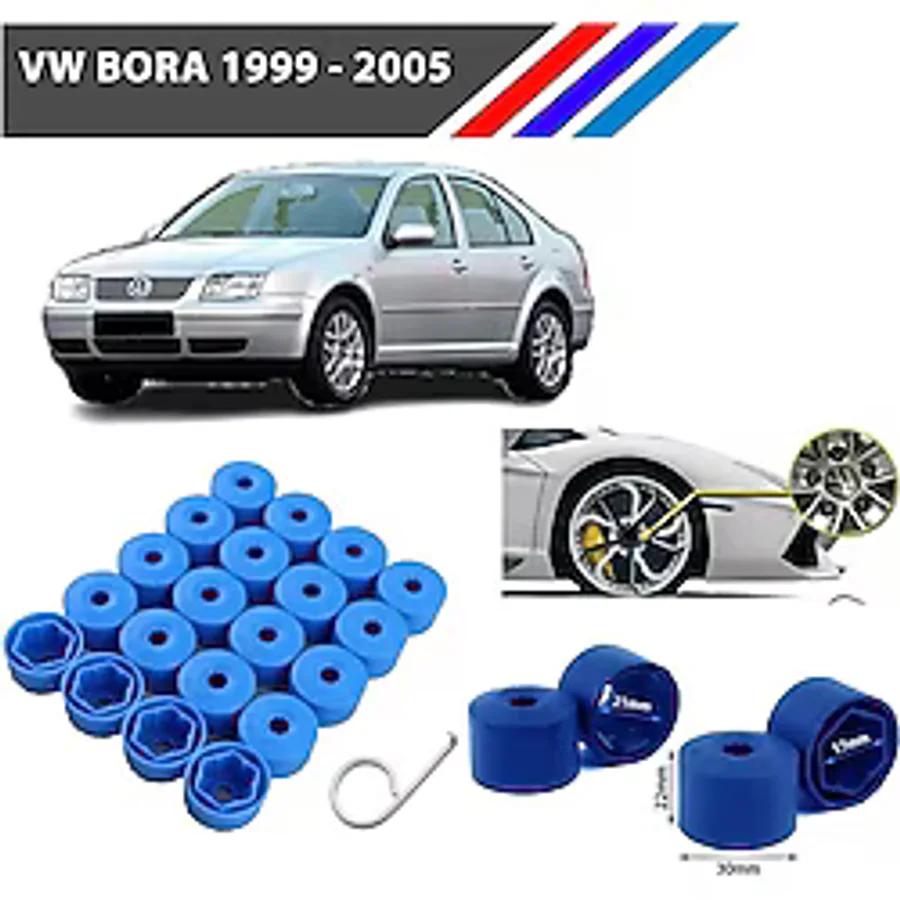Otozet - Vw Bora Bijon Civata Kapağı Mavi Renk 20 Adetli Set 17mm 1k06011739b9
