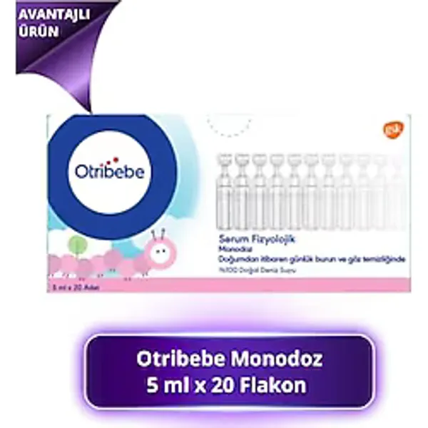 Otribebe Monodoz Fizyolojik Serum, 5 ml x 20 Flakon, Burun Damlası