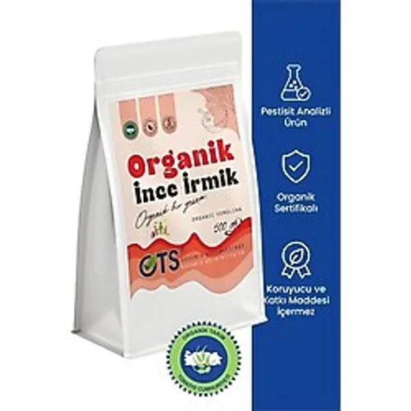 Ots Organik İnce İrmik 500 gr (Organik Sertifikalı, Pestisit Analizli)
