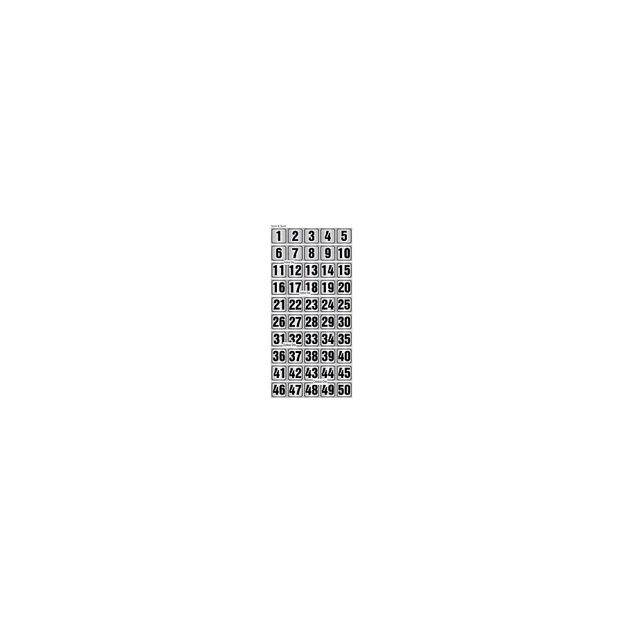 Outdoor One Kapı, Masa, Dolap Numarası Metal 1-50 Arası Sıralı 5x5 Cm Arkası Yapışkanlı Gümüş Renk 003