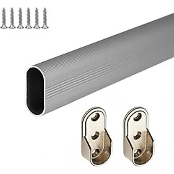 Oval Alüminyum 116 cm Dolap Içi Askı Borusu 2 Adet Flanş Vidaları - Dolap Içi Düzenleyiciler Dolap I