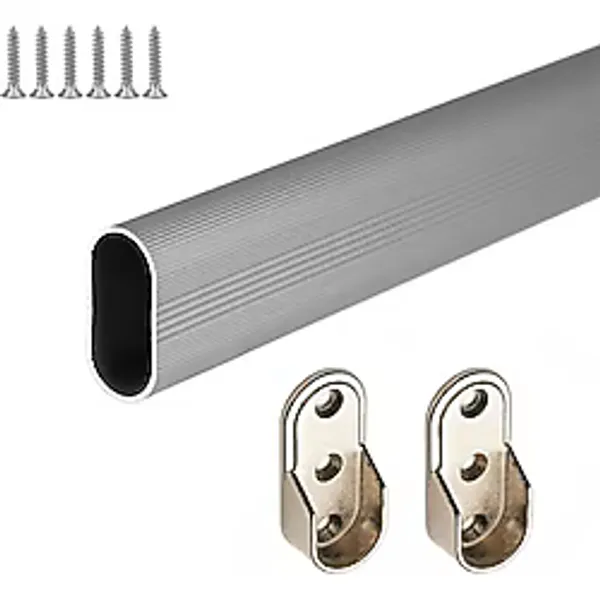 Oval Alüminyum 51 cm Dolap Içi Askı Borusu 2 Adet Flanş Vidaları - Dolap Içi Düzenleyiciler - Tek Eb