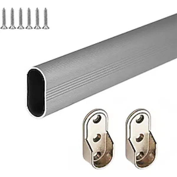 Oval Alüminyum 76 cm Dolap Içi Askı Borusu 2 Adet Flanş Vidaları - Dolap Içi Düzenleyiciler Dolap Iç