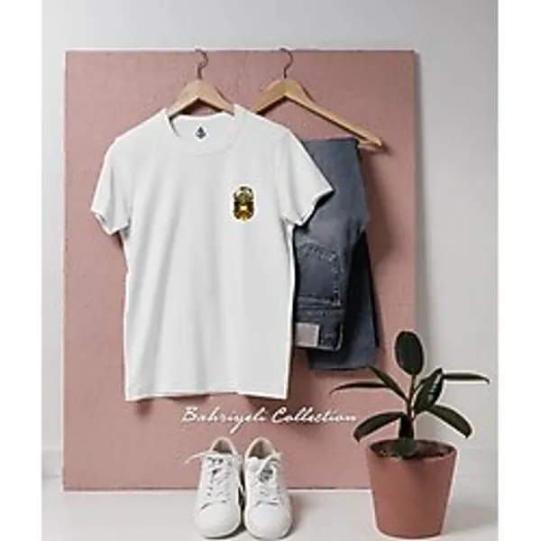 Oversize Gold Dalgıç Dalış Başlığı Cep Tasarımlı Unisex T-Shirt