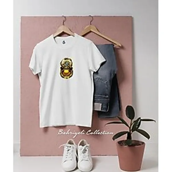 Oversize Gold Dalgıç Dalış Başlığı Tasarımlı Unisex T-Shirt