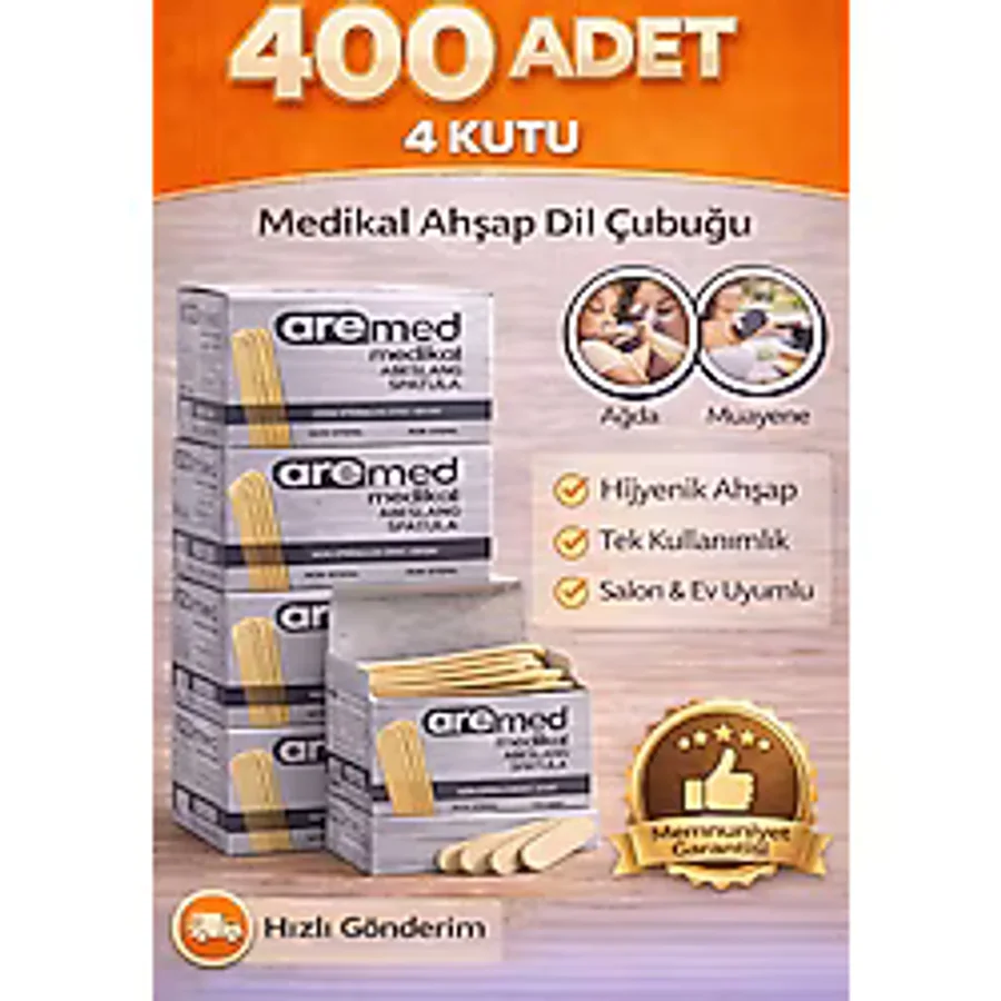 Owersea 4 Kutu Abeslang - 400 Adet Ahşap Ağda Spatulası / Tahta Dil Basacağı 4 x 100