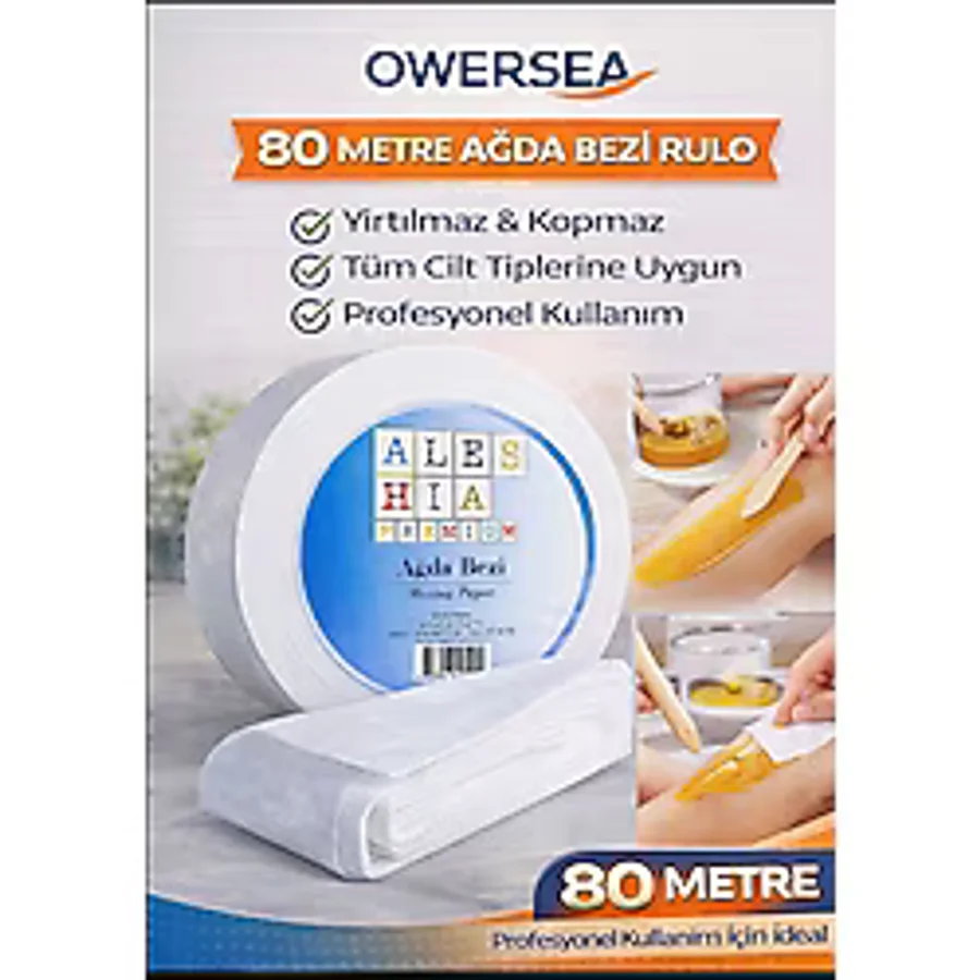 Owersea 80 Metre Ağda Bezi Rulo - Yırtılmaz Kopmaz, Tüm Cilt Tiplerine Uygun Profesyonel Kullanım.