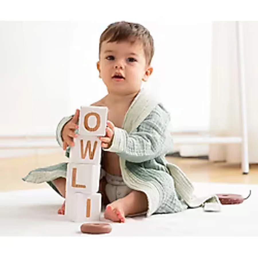 Owli Lovelayers 4 Kat Müslin Bebek Bornozu Mint Yeşili